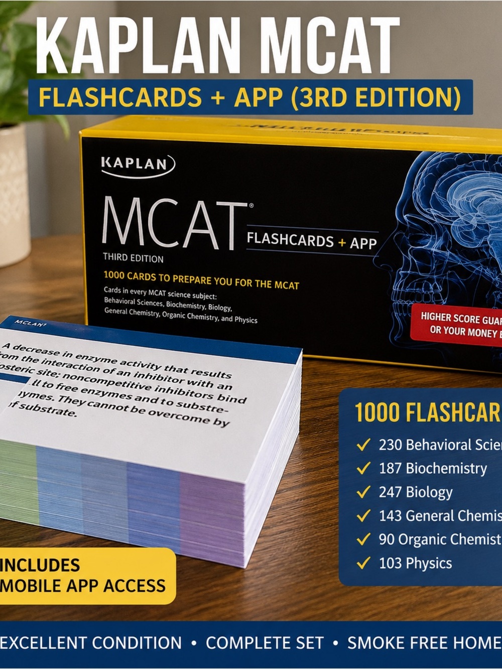 Kaplan Flashcards + App - Black and Yellow Accents